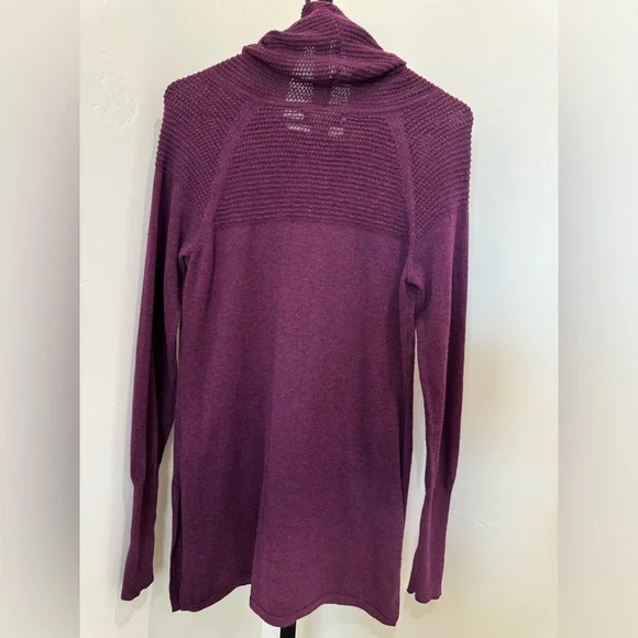 Artisan NY  Tunic Sweater Long Thumbhole Sleeve Mock TIE Neck Slit Sides M - Picture 2 of 5